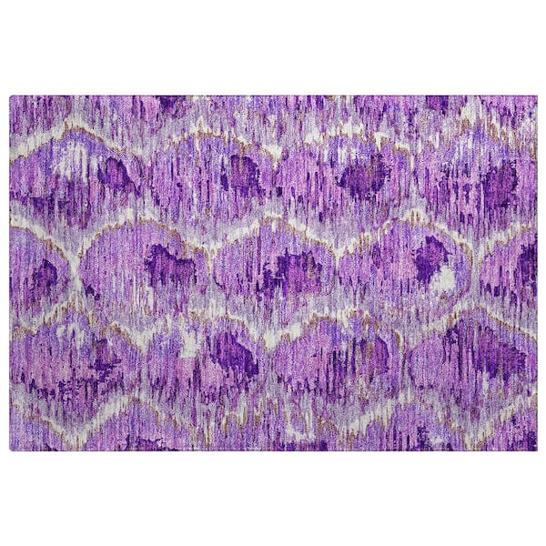Dream Shag Premium Machine Washable Abstract ADS767 Lavender 3 ft. x 4 ft. Area Rug