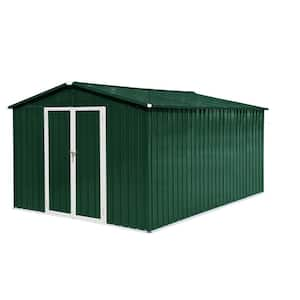 10 ft. W X 12 ft. D Outdoor Metal Garden Storage Shed Aluminum Frame Garden Backyard Covering Area 120 sq. ft. Green