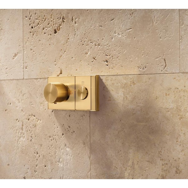 Anthem 1-Outlet Thermostatic Valve Control Panel with Recessed Push-Button in Matte Black
