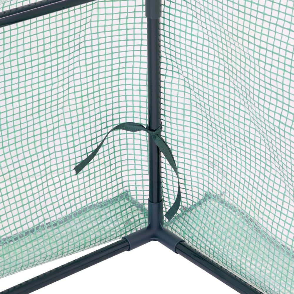 Green 2' x 2' Iron and Polyethylene Mini Greenhouse with Zippered Doors