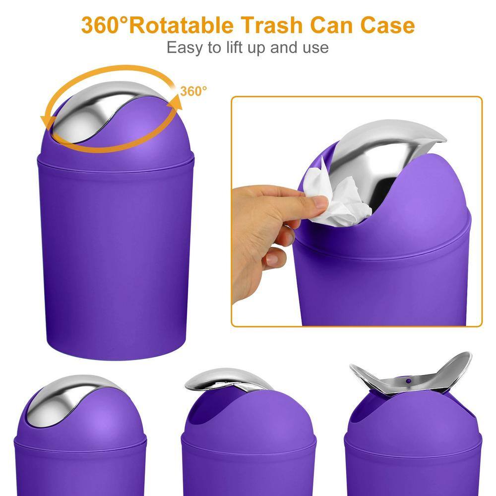 Purple 6-Piece Plastic Bathroom Accessory Set with Chrome Accents