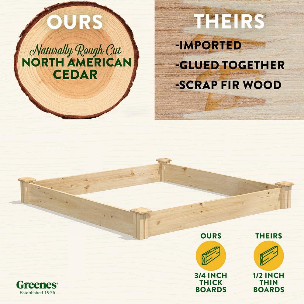 Greenes 48" x 48" Brown Cedar Raised Garden Bed