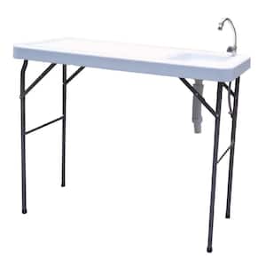 45.5 in. x 23.5 in. x 37.5 in. Outdoor Cutting Cleaning Table with Sink and Faucet