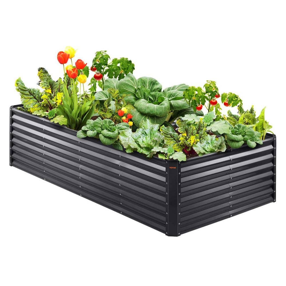 Zeus & Ruta 94.5 in. x 47.2 in. x 23.6 in. Black Metal Raised Vegetable ...