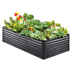 94.5 in. x 47.2 in. x 23.6 in. Black Metal Raised Vegetable Garden Bed Elevated Grow Vegetable Planter