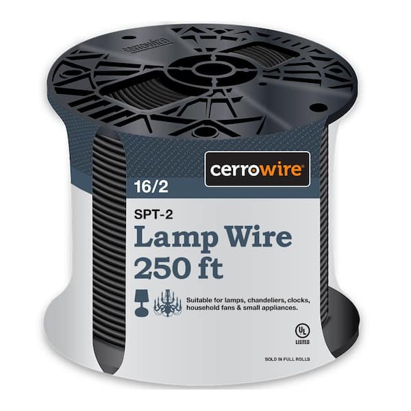 Cerrowire 250 ft. 16/2 Black Stranded Copper Lamp Wire