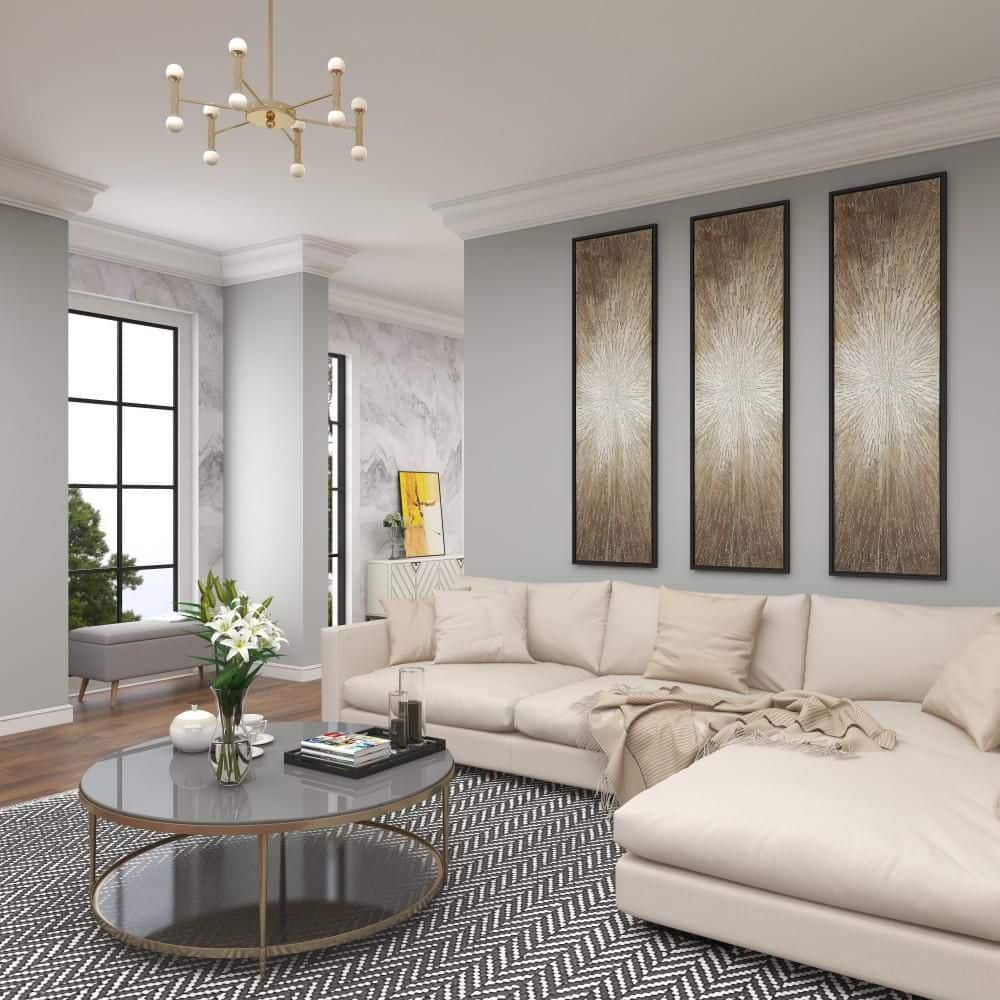 73" x 22" Brown Radial Starburst Canvas Wall Art