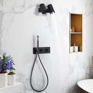 Complete Shower System 3-Spray Wall Mount Dual Shower Heads 5 GPM in Matte Black