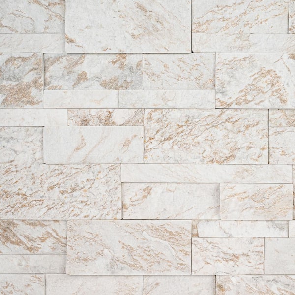 MSI Royal White Ledger Panel 9 in. x 24 in. Splitface Quartzite Wall Tile (4.5 sq. ft./Case)