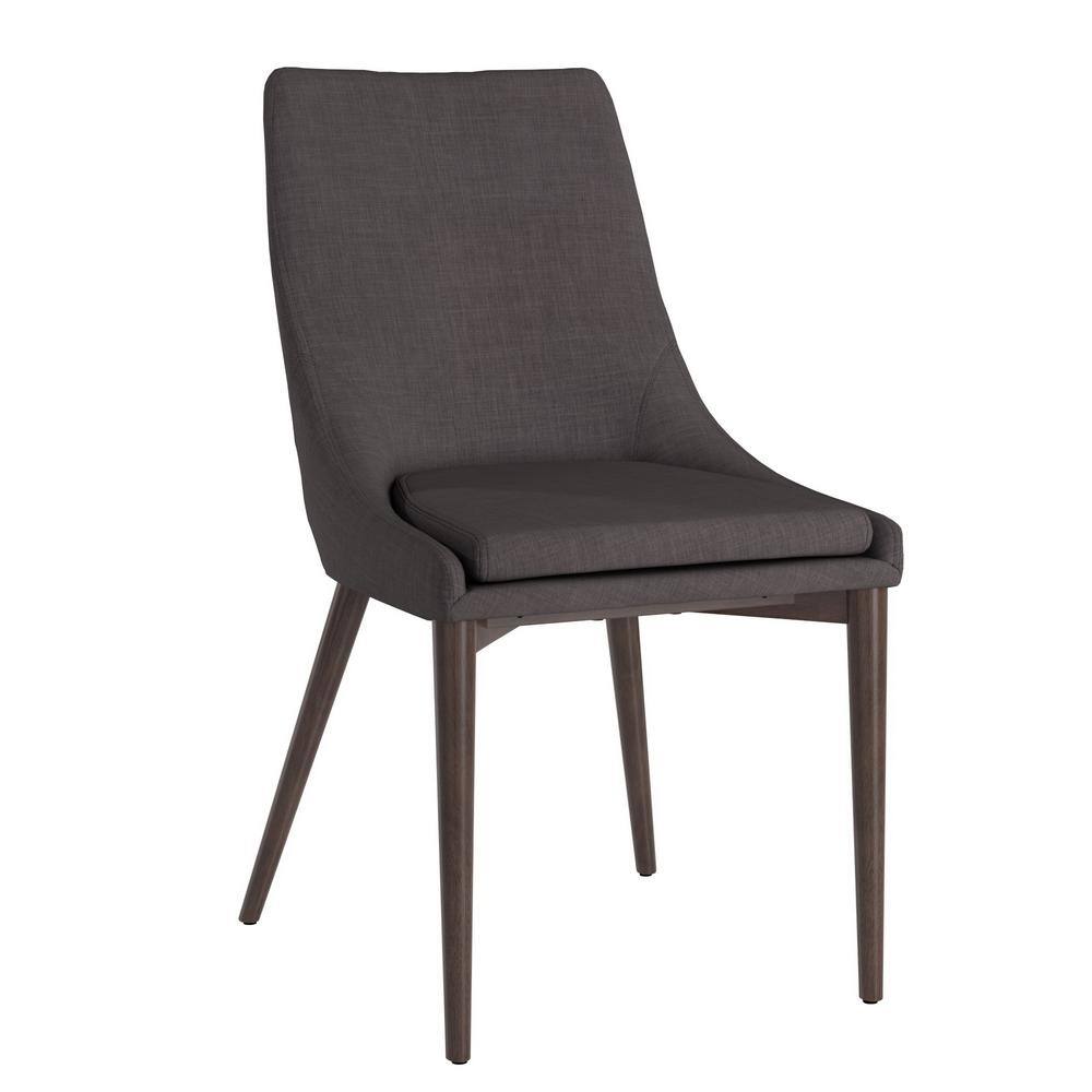 HomeSullivan Dark Gray MidCentury Barrel Back Linen Dining Chairs (Set