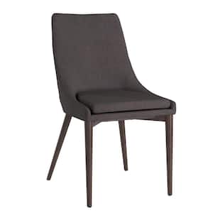 Dark Gray Mid-Century Barrel Back Linen Dining Chairs (Set of 2)