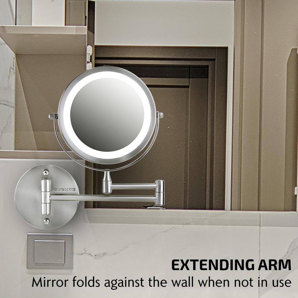Nickel Brushed 11.6" Wall Mounted LED Magnifying Mirror