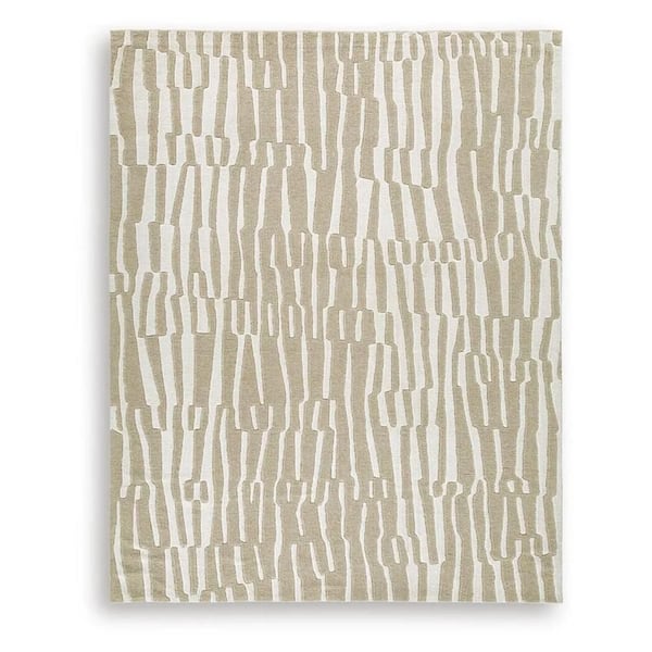 Bella 8 x 10 Beige-White Abstract Linear Patterns Large Area Rug
