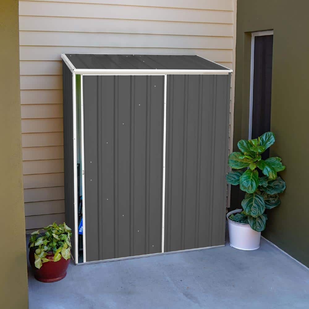 Woodland Gray 5x3 ft Galvanized Steel Sliding Door Storage Shed