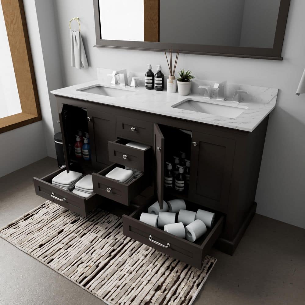 Dukes 60" Espresso Double Freestanding Bath Vanity