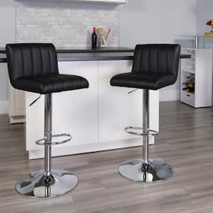 33.50 in. Adjustable Height Black Cushioned Bar Stool