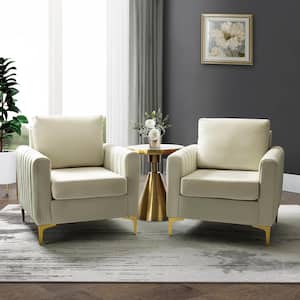 Ennomus Ivory Polyester Club Chair with Removable Cushions (Set of 2)