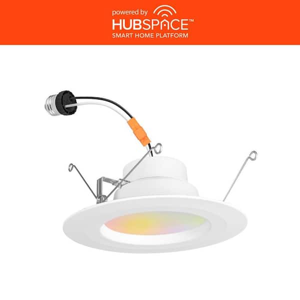 5/6 in. Smart Adjustable CCT and RGB Integrated LED Recessed Light Trim with Night Light Powered by Hubspace