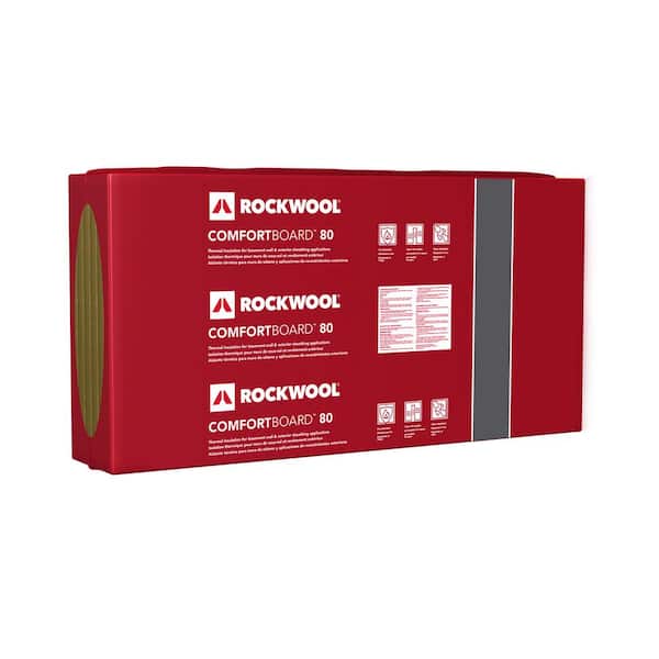 ROCKWOOL R-6.3 Comfortboard 80 1-1/2 in. x 24 in. x 48 in. Stone Wool Insulated Sheathing Board (48 sqft)