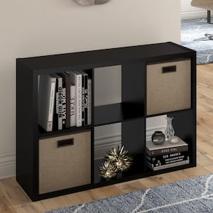 30 in. H x 43.82 in. W x 13.50 in. D Black Wood Large 6- Cube Organizer