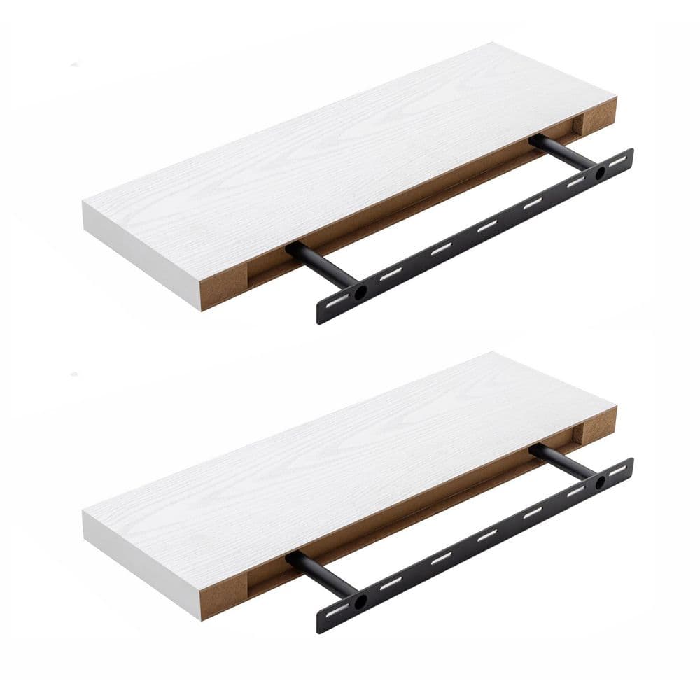 24 in. W x 8 in. D White Floating Shelves (Set of 2) Decorative Wall Shelf