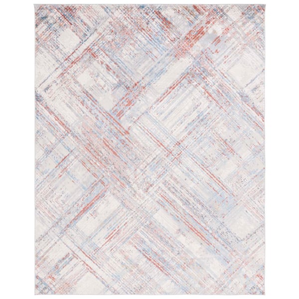 Rust And Ivory Check Rug SAFAVIEH Shivan 8 ft. x 10 ft. Ivory/Rust Distressed Crosstitch Area ...