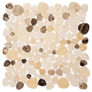 Oasis Gobi Cream/Brown Matte 12-1/4 in. x 12-1/4 in. Unique Shape Smooth Natural Stone Mosaic Tile (5.2 sq. ft./Case)