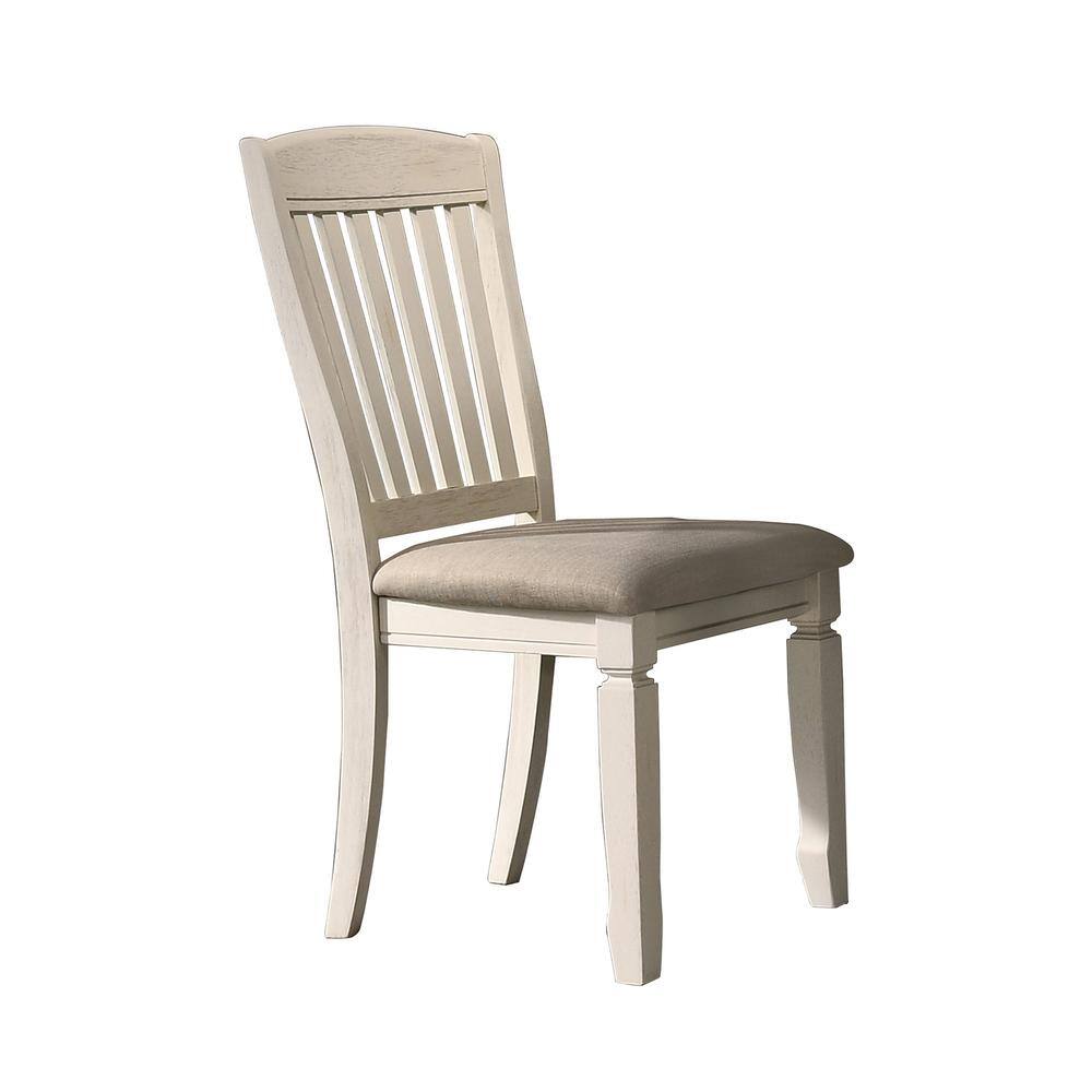 Gray Linen Upholstered Slat Back Side Chair Set