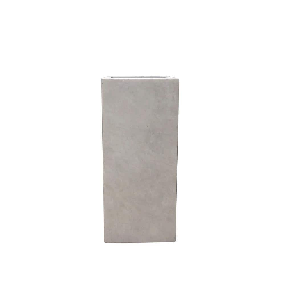20" Tall Weathered Gray Concrete Square Planter