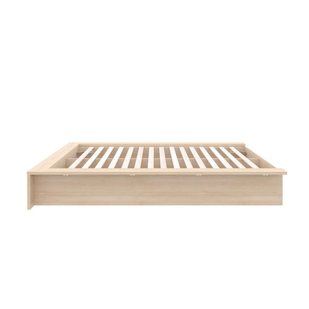 Natural Blonde Oak Queen Platform Bed with Engineered Wood Frame