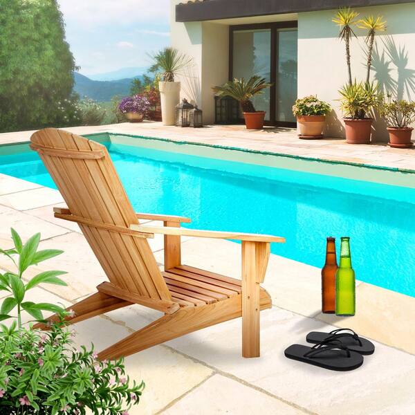 Teak Wood Adirondack Chair, Patio Seating Wooden Chair, Weather