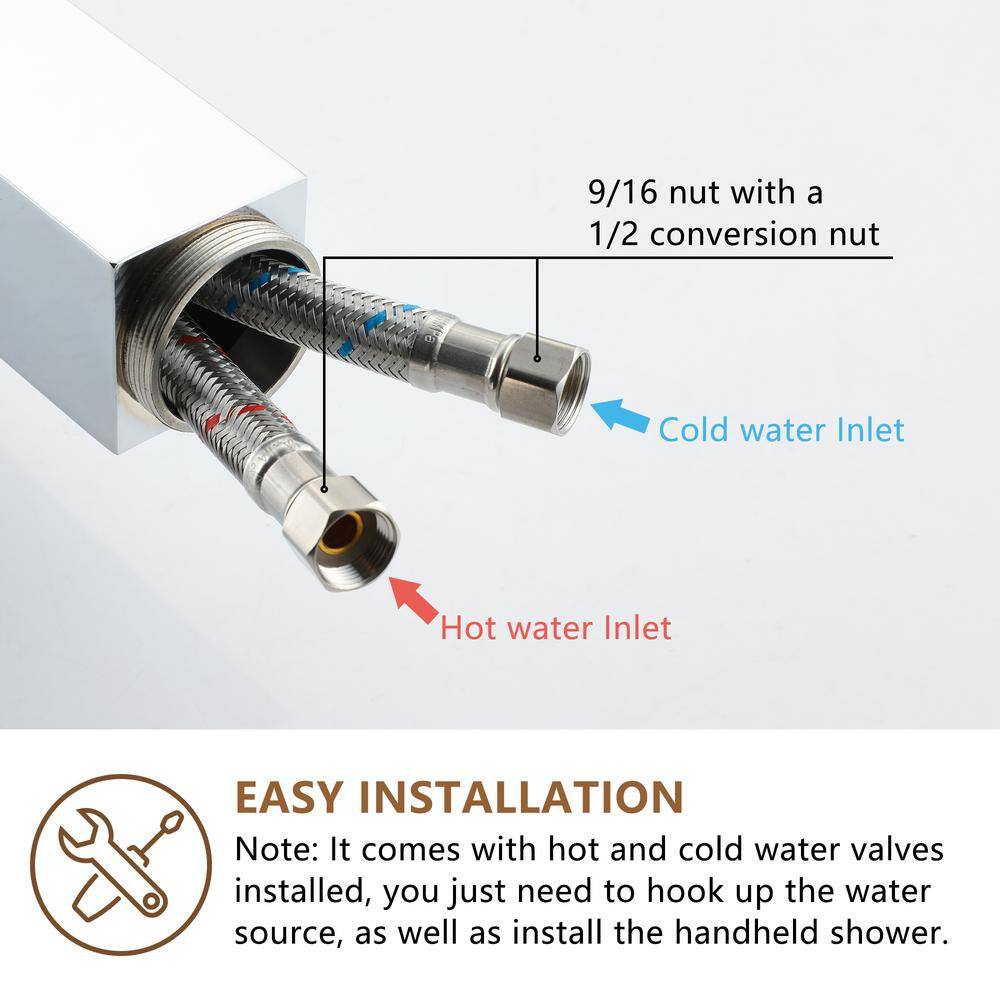 Chrome Plated Freestanding Bathtub Faucet with Hand Shower