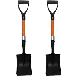 Short Handle Transfer Shovel 27 in. Sturdy Shovel with Handle Length Fiberglass Ashman Metal Head Mini Shovel (2-Pack)