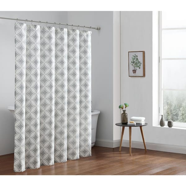 Freshee Grey Cathedral Print 72 In X, Shower Curtain And Liner In One