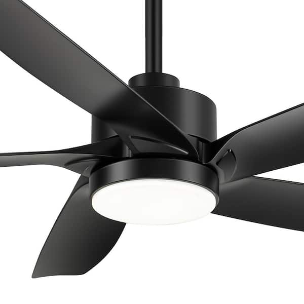 Flashwind 54 in. Indoor Black Ceiling Fans with Adjustable White Integrated LED with 5-Black Blades and Remote Included