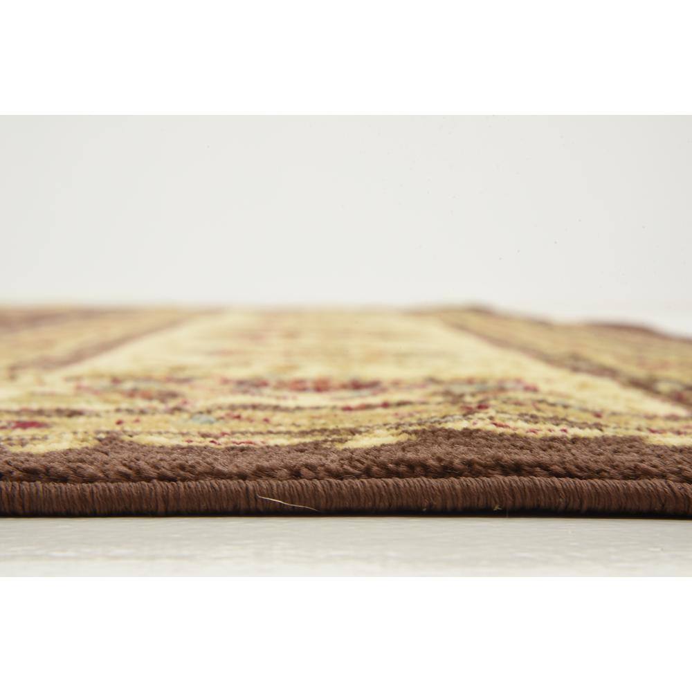 Brown and Ivory Floral Rectangular Synthetic Area Rug, 9' x 12'