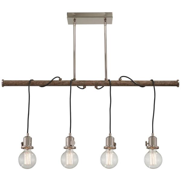 Good Lumens by Madison Avenue 4-Light Polished Nickel and Corona Bronze Island Pendant
