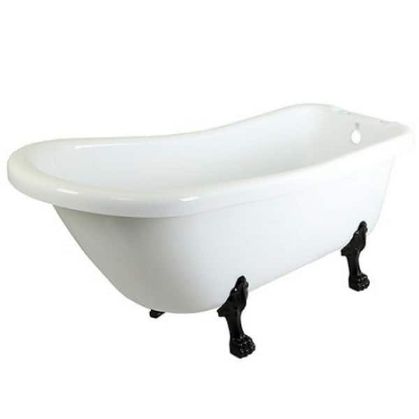 Aqua Eden 5.6 ft. Acrylic Oil Rubbed Bronze Claw Foot Slipper Oval Tub with 7 in. Deck Holes in White