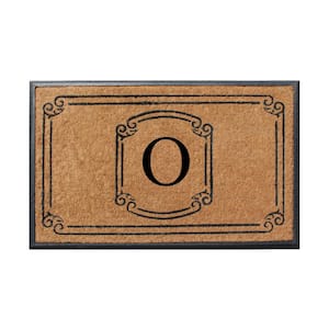 A1HC Heavy Duty Single/Double door, Hand-Crafted Black/Beige 30 in. x 48 in. Coir and Rubber Monogrammed O Doormat
