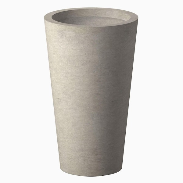 12 in. Large Light Gray Concrete Round Planter / Pot with Drainage Holes