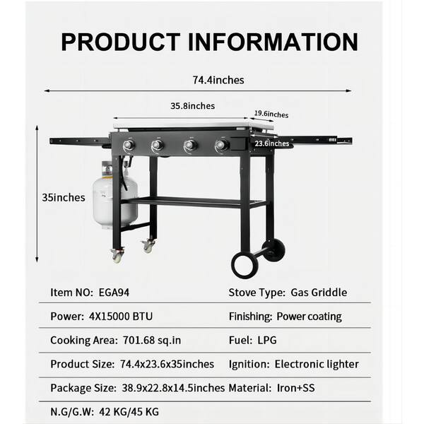 Alpulon 2-Burner Portable Propane GAS Table Top Grill in Black