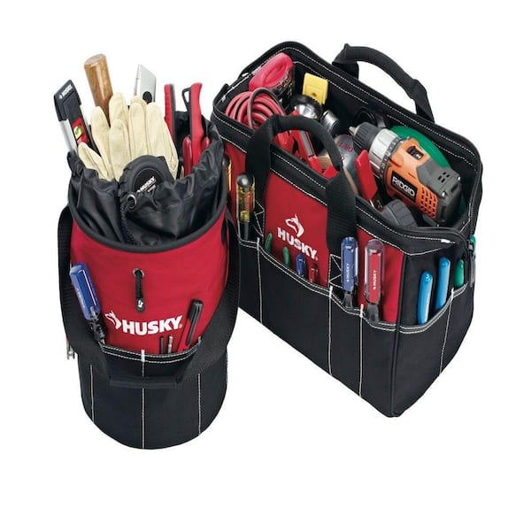 Husky 15 in. Tool Bag and Utility Sack Combo, Red