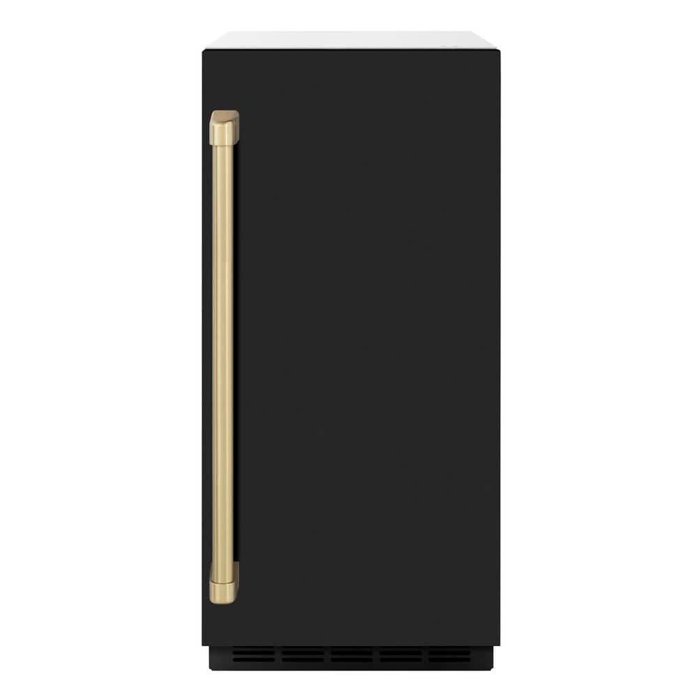 Autograph Edition 15 in. Touchstone Gourmet Ice Maker with Drain Pump and Black Matte Door with Champagne Bronze