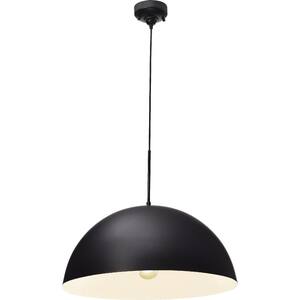 1-Light Indoor Black Dome Pendant with Aluminum Shade