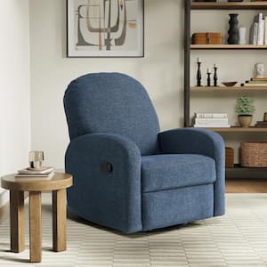 Preston Blue Polyester Rocker Recliner with Swivel Base