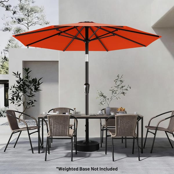 9ft patio umbrella orange Replacement Canopy 6 Rib Spacious Shade Coverage PatioKingdom 9FT Outdoor Umbrella, Autotilt