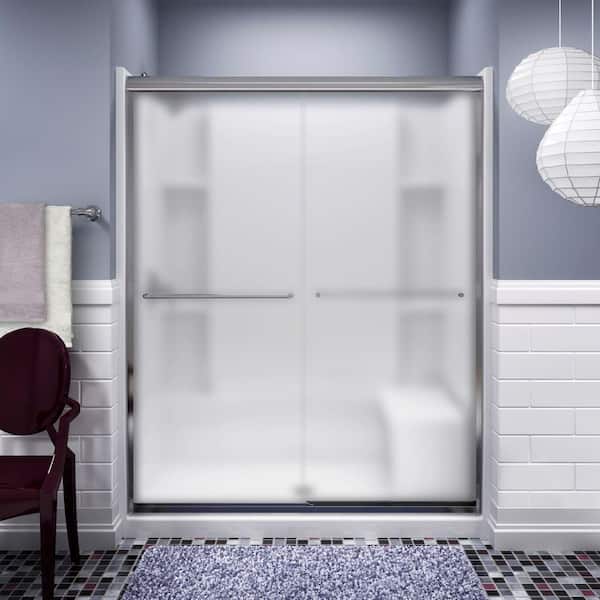STERLING Finesse 55-60 in. x 70 in. Semi-Frameless Sliding Shower Door in Silver with Handle