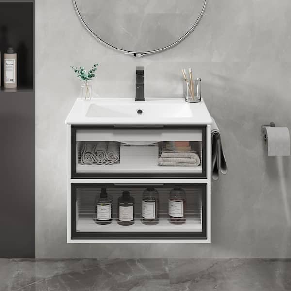 Puluomis 30 in. Drop-In Rectangular Bathroom Sink in White