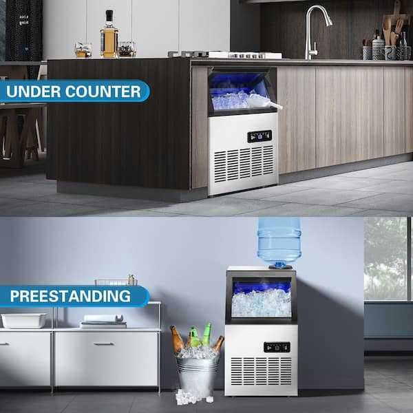 Zomagas 17 in. 120 lb. Freestanding Ice Maker in Stainless Steel