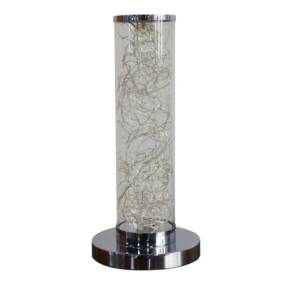 13 in. Silver Bedside, Task and Reading LED Table Lamp for Living Room, Bedroom with Clear Acrylic Shade price history on PriceWatchPro